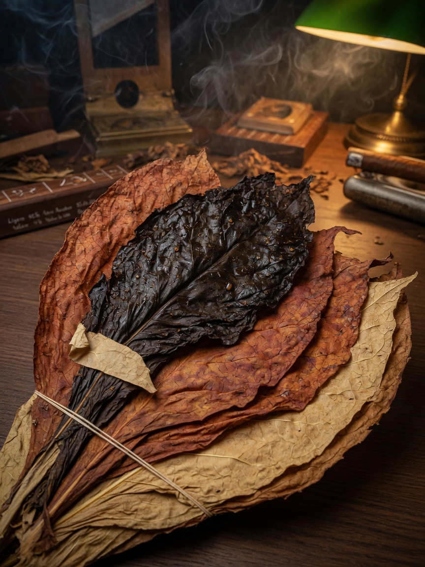 Cigar filler blending experiment comparing Ligero, Seco, and Volado proportions and their impact on burn time and strength