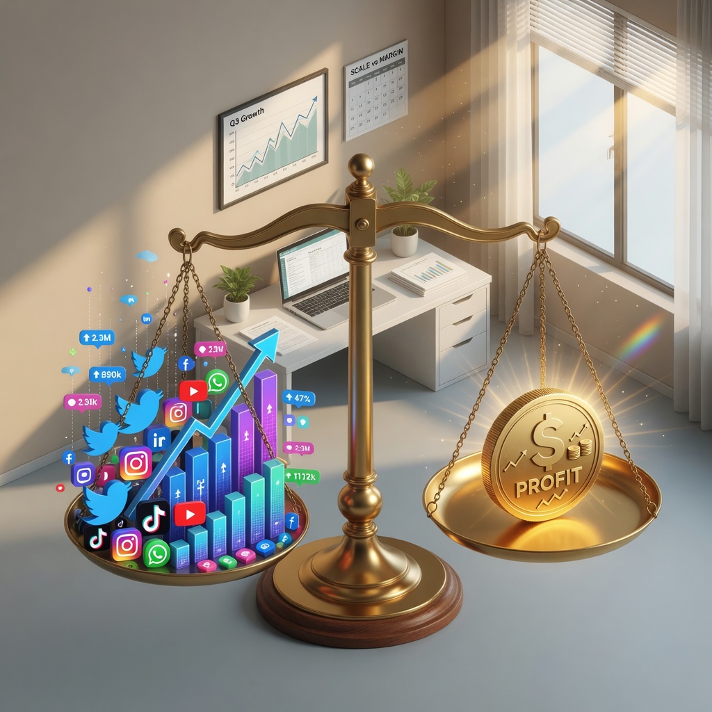 Data chart showing the trend of scale and profit margin changes across different stages
